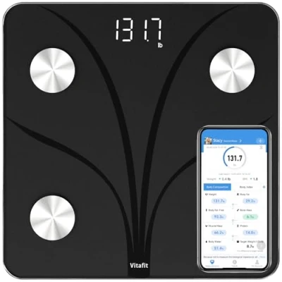 Afbeelding van Vitafit Intelligente badkamerweegschaal voor lichaamsgewicht en vet, gewogen in de professionele fabriek sinds 2001, app Sync 13 lichaamssamenstelling, inclusief BMI, lichaamsvet