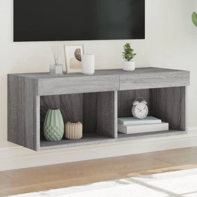 Afbeelding van vidaXL Tv meubel met LED verlichting 80x30x30 cm grijs sonoma eiken
