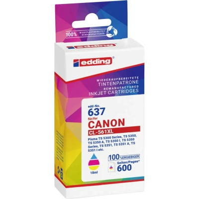 Afbeelding van Edding Inktcartridge vervangt Canon CL 561XL Compatibel Combipack Cyaan, Magenta, Geel EDD 637 18