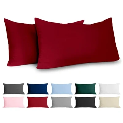 Afbeelding van Kussensloop, 40 x 80 cm, versterkt katoen, 2 stuks, bordeaux, dicht geweven, 57 draden/cm², kussensloop Oeko Tex gecertificeerd