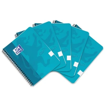 Afbeelding van Spiraalblok oxford touch a5 ruit 5mm 70v aqua 5 stuks