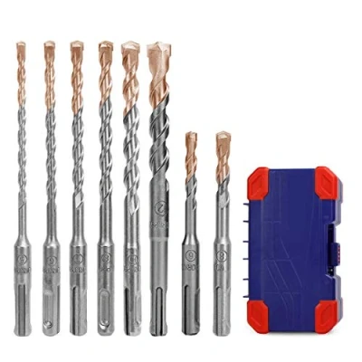 Afbeelding van WORKPRO SDS Plus betonboor, 8 delig, professionele boor met carbide boormachine, opbergdoos voor boren in beton, baksteen, steen, cement