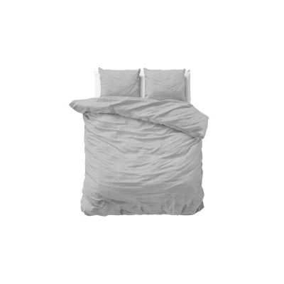 Afbeelding van Flanellen Dekbedovertrek Jason Lits Jumeaux (240x220 cm) Grijs Dessin: Effen Sleeptime Elegance Dekbed Discounter.nl