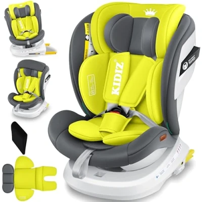 Afbeelding van KIDIZ® Autostoeltje / Babyautostoeltje Isofix Top Tether 360 draaibaar Groep 0/1/2/3 vanaf de geboorte 0 36kg Met zonnekap Zijbescherming 5 puntsgordel Hoofdsteun Verstelling ECE R 129/03 Grijs
