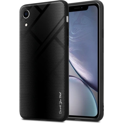 Afbeelding van Cadorabo Hoesje geschikt voor Apple iPhone XR in OPAAL ZWART Beschermhoes gemaakt van TPU silicone Case Cover en achterkant gehard glas