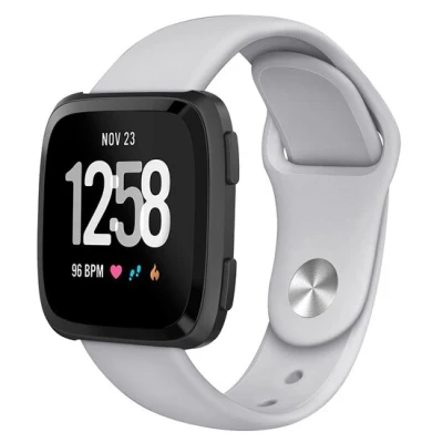 Afbeelding van Fitbit Versa 1 / 2 &amp; Lite siliconen bandje Maat: Small Grijs