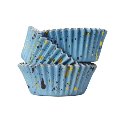 Afbeelding van Cupcake Cups PME Blauw met Goud 30 stuks