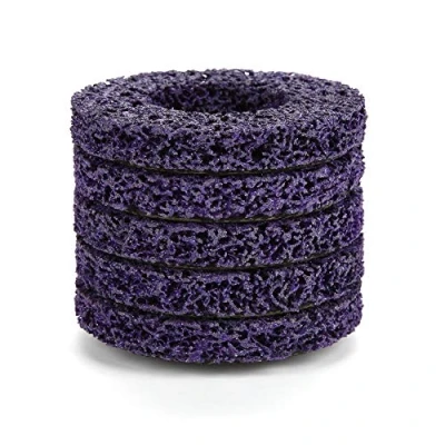 Afbeelding van 5 stuks polystrepen raderschaar roestverwijderaar gereedschap schone kwaliteit vensterschijven lila + goud 100 mm 60#