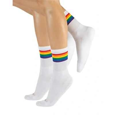 Afbeelding van CALZITALY 2 paar uniseks regenboog sokken katoenen voor heren en dames grijs, wit, zwart 35/38 39/42 43/46 Made in Italy, Wit.