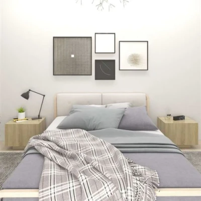 Afbeelding van Nachtkastje 100x35x40 cm spaanplaat sonoma eikenkleurig