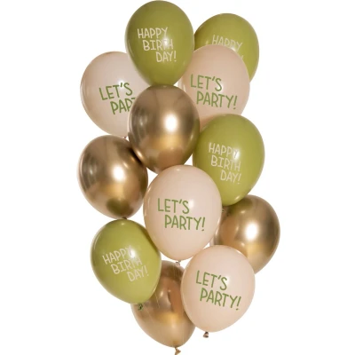 Afbeelding van Ballonnen Set Golden Olive 33cm 12 stuks