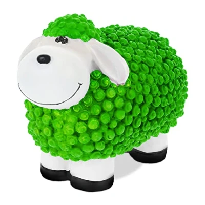 Afbeelding van Relaxdays tuinbeeld schaap dieren tuinfiguur tuindecoratie lammetje dierenbeeld tuin groen