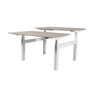 Afbeelding van Lectro Duo Plus werkplekken, zit sta (64 130cm) hoogte verstelbaar dmv 2 elektromotoren per wp met 160x80cm havana/ kersen licht 25mm bladen en