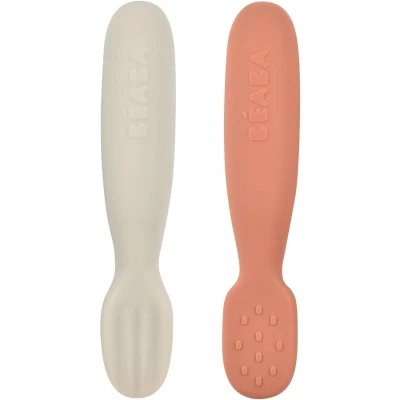 Afbeelding van Béaba Oefenlepels Siliconen Terracotta/Velvet Grey 2st