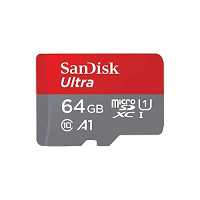 Afbeelding van SanDisk Ultra 64 GB microSDXC geheugenkaart + SD adapter. Leessnelheid tot 120 MB/s, klasse 10, UHS I, A1 getest