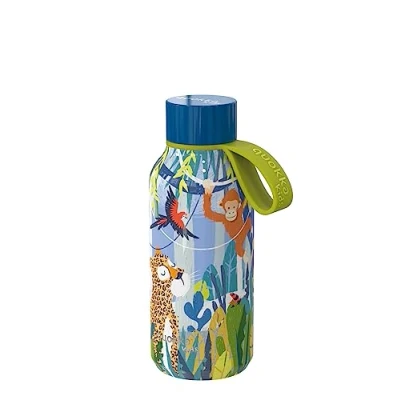 Afbeelding van Quokka Kids Solid met haak jungle 330 ml BPA vrij roestvrij stalen waterflessen dubbelwandige thermosfles houdt kou en warmte voor kinderen volwassenen