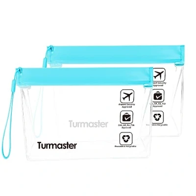 Afbeelding van Turmaster Airport goedgekeurde transparante toilettas, waterdichte reistoilettas, 2 stuks blauw