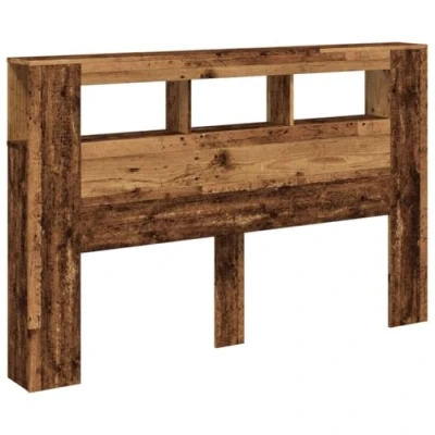 Afbeelding van vidaXL Tête de lit à LED vieux bois 160x18,5x103,5cm d&#039;ingénierie