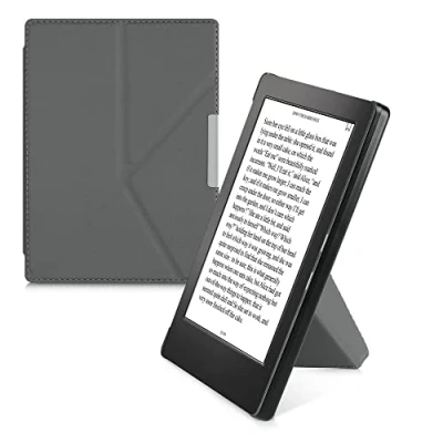 Afbeelding van kwmobile E reader hoesje geschikt voor Kobo Aura H2O Edition 1 hoes Ereader flip case met standaard cover van kunstleer In antraciet