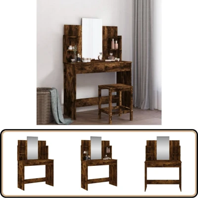 Afbeelding van Kaptafel Met Spiegel 96X39X142 Cm Sonoma Eikenkleurig Gerookt eiken