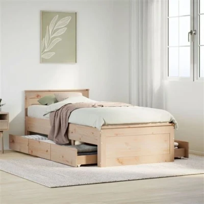 Afbeelding van vidaXL Bedframe met hoofdbord zonder matras grenenhout 75x190 cm