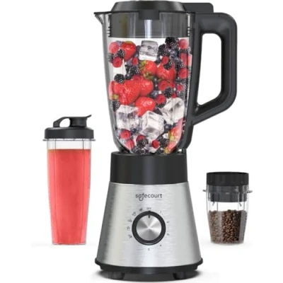 Afbeelding van Safecourt Kitchen Power blender 5 automatische programma&#039;s Smoothie maker 1000 Watt RVS