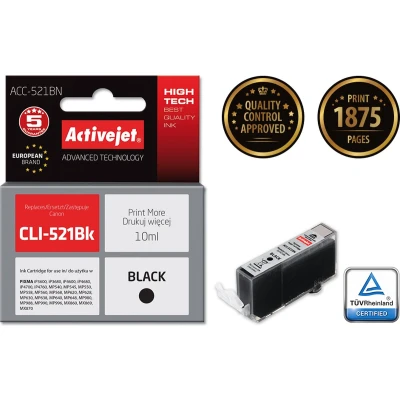 Afbeelding van Activejet ACC 521BN inktcartridge (vervanging voor Canon CLI 521Bk; Supreme; 10 ml; zwart)