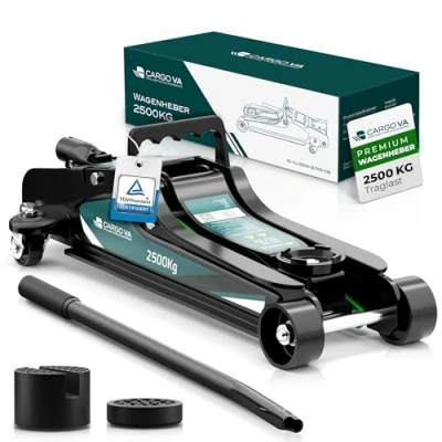Afbeelding van Hydraulische autokrik 2,5T TÜV gecertificeerd 85 380mm hefhoogte incl. 2 rubberen pads manoeuvreerkrik perfect voor de thuiswerkplaats
