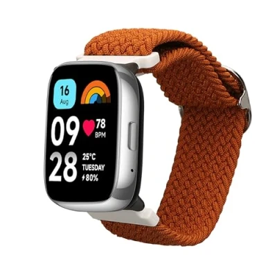 Afbeelding van kwmobile nylon bandje voor smartwatch geschikt Xiaomi Redmi Watch 3 Active 14 22 cm Polsbandje in bruin