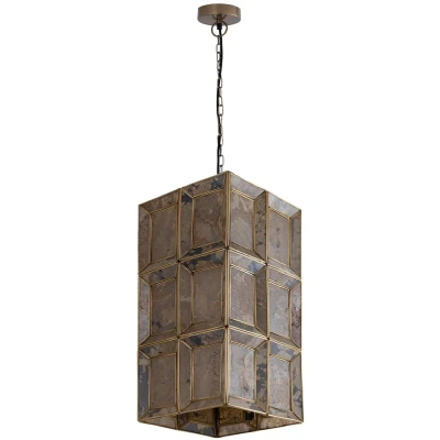 Afbeelding van PTMD Layra Brass stone veneer hanging lamp antique