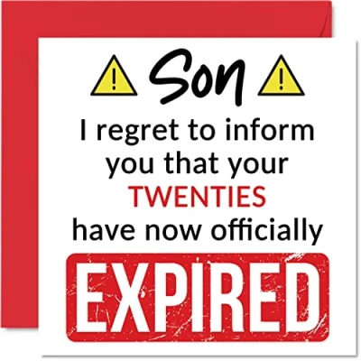 Afbeelding van Grappige verjaardagskaart voor de 30e verjaardag zoon Your Twenties Have geëxtrudeerd van mama, papa, ouders, 145 mm x