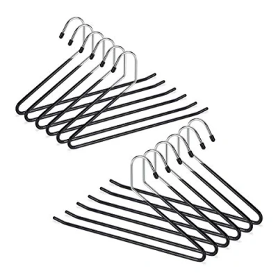 Afbeelding van Relaxdays broekhanger zwart kledingbeugel 18 cm klerenhanger broekbeugel metaal Pak van 12