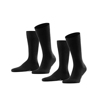 Image de FALKE Happy 2 Pack M SO coton unies lot de paires, Chaussettes Homme, Noir (Black 3000), 39 42