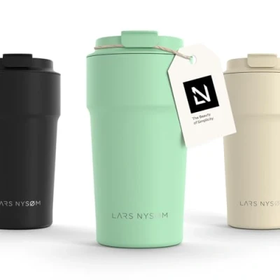 Afbeelding van LARS NYSØM &#039;Bevægelse&#039; Thermos Coffee Mug to go 500ml BPA vrij met Isolatie Lekvrije Roestvrijstalen Thermosbeker Mint
