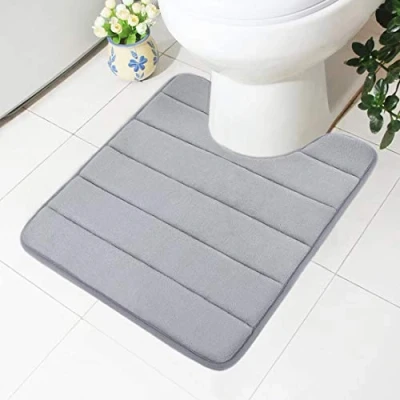 Afbeelding van Homaxy Badtapijt van traagschuim, antislip, zacht, waterabsorberend, voor toilet en badkamer, grijs, 50 x 60 cm