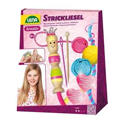 Afbeelding van Lena Punnikset Meisjes Hout/wol Roze/geel/blauw 6 delig