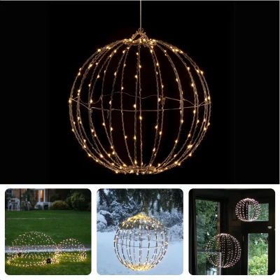 Afbeelding van Cheqo® LED Lichtbal 60 cm Lichtbol Sfeerverlichting Binnen &amp; Buiten Kerstverlichting Kerstbal Verlicht Automatische Timer Energiezuinig
