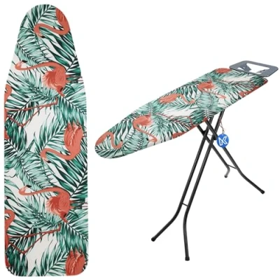 Afbeelding van KADAX Universele strijkplankovertrek met trekkoord, voor stoomstrijkijzer, vervangende hoes sponsvulling (flamingo&#039;s, 148 x 52 cm)