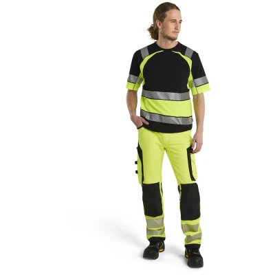 Afbeelding van Blaklader High Vis werkbroek met 4 weg stretch zonder spijkerzakken 1197 1642 Geel/Zwart D88