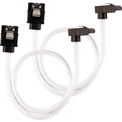 Afbeelding van CORSAIR Premium SATA kabel ommanteld 6 Gbps 30 cm 90 stekker wit