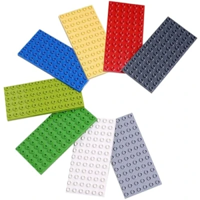 Afbeelding van 8 stuks grote bouwplaten, compatibel met bouwstenen van alle merken, 19,1 x 9,5 cm
