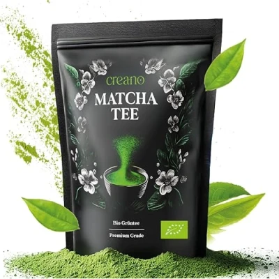 Afbeelding van Creano Biologische matcha thee, 100 g, premium kwaliteit, ideaal om te drinken, groene thee voor latte, smoothies, bubbelthee, nieuw 2024