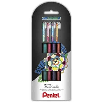Afbeelding van Pentel Dual Metallic Stickpen Groen, Oranje, Roze, Violet 4 stuk(s)