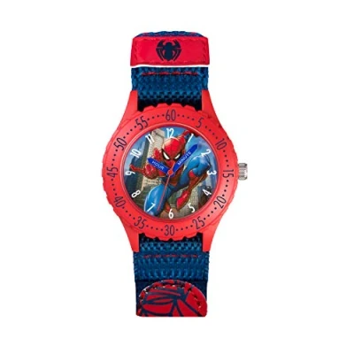 Afbeelding van Spiderman Kinderhorloge, kwarts, analoog, textielband, SPD3495, riem, Meerkleurig, Riem