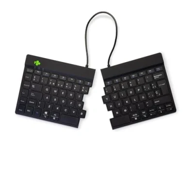 Afbeelding van R Go Ergonomisch toetsenbord Split break Version 2 met geïntegreerde pauzesoftware compact magnetbevestiging, LED indicator draadloos Bluetooth 5.0 QWERTY Spaans zwart