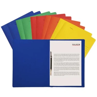 Afbeelding van Origineel Falken 10 stuks intensief gekleurde losbladige map. Made in Germany. Gebruiksklare, gevouwen nietmachines van gerecycled karton, DIN A4 geassorteerde kleuren