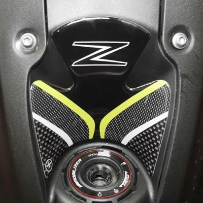 Afbeelding van labelbike 3D sticker van hars voor decoratie en bescherming het sleutelgebied de motorfiets, compatibel met KAWASAKI Z900 koolstofachtige afbeeldingen grijze groene afwerking