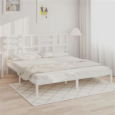 Afbeelding van vidaXL Bedframe massief hout wit 180x200 cm