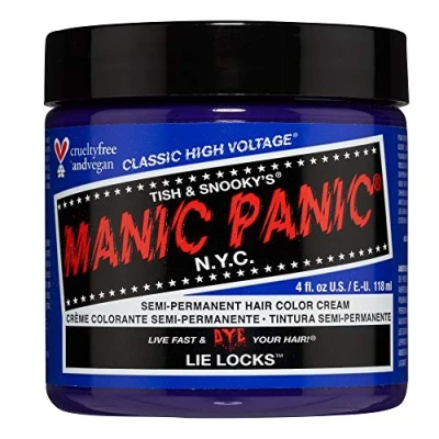 Image de Manic Panic Lie Locks Classic Crème, teinture capillaire bleue semi permanente végétalienne et respectueuse des animaux, 3 x 118 ml