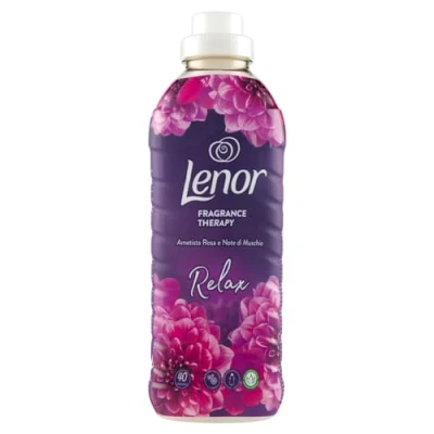 Afbeelding van Procter &amp; Gamble Lenor Wasverzachter 40 wasbeurten amethist roze en schuimnoten, biedt langdurige frisheid voor een fris bed tot 1 week